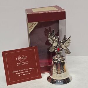 Lenox Silver Plated Doves Christmas Bell By Kirk Stieff Music Box Peace 2002
